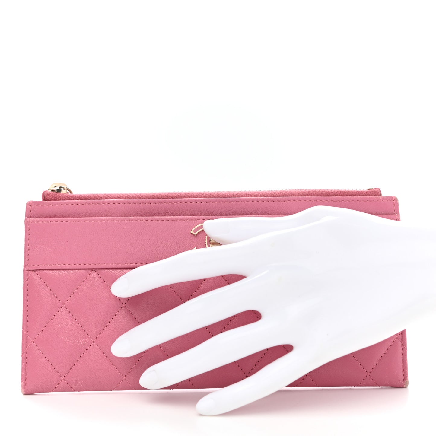 Sheepskin Quilted Mademoiselle Vintage Zip Pouch Pink