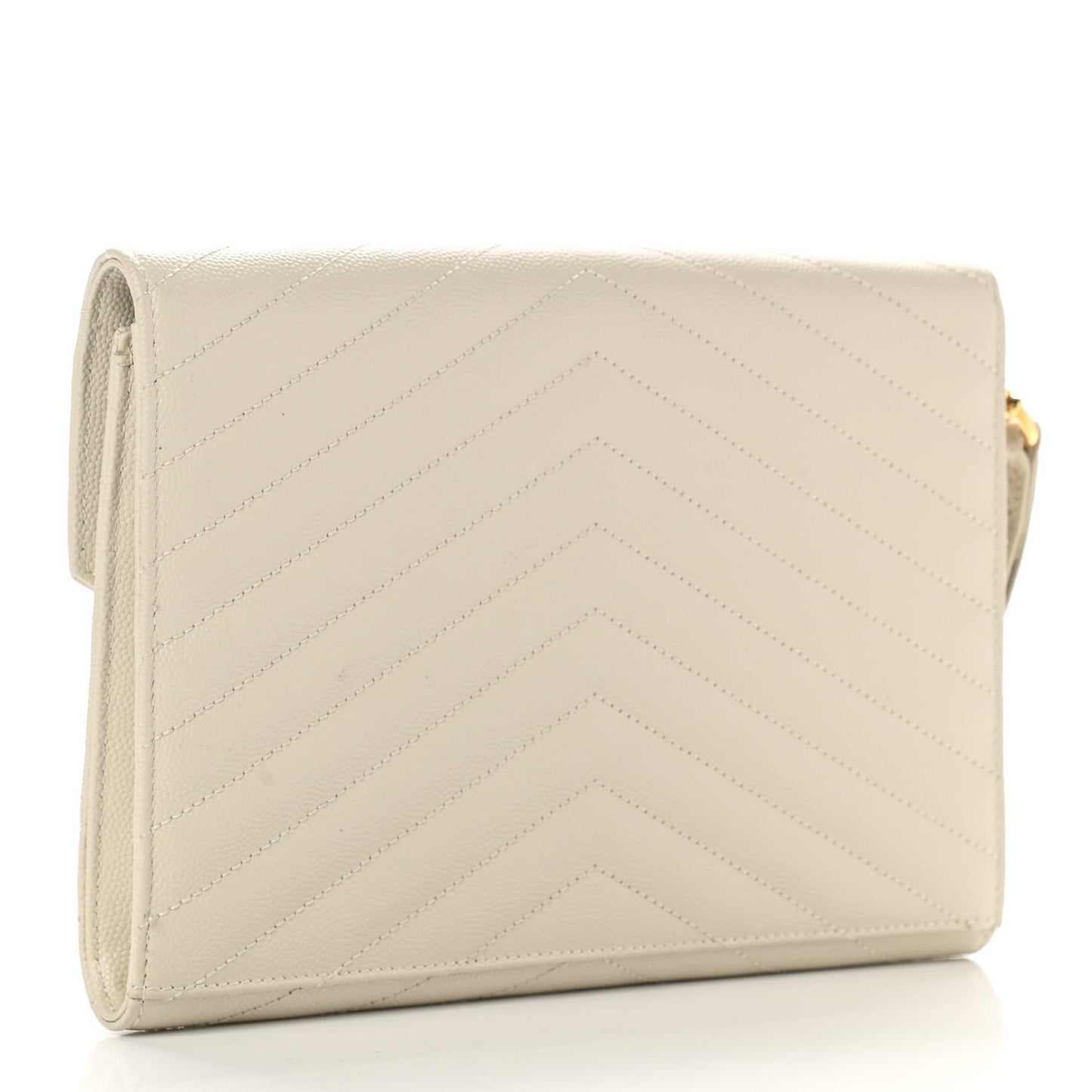 Grain De Poudre Matelasse Chevron Monogram Envelope Clutch Blanc Vintage