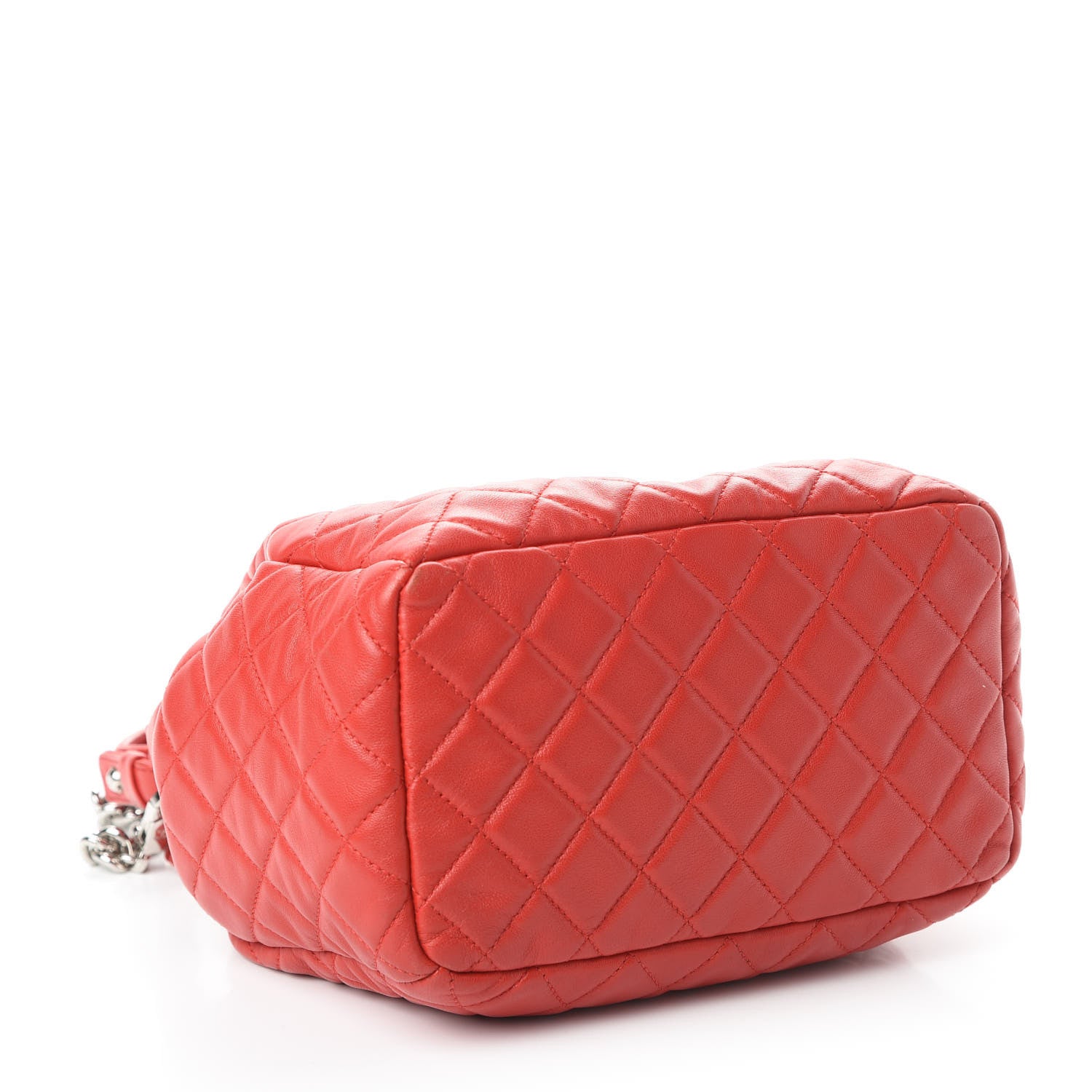 Chanel Lambskin Quilted Small CC Chain Drawstring Bucket Bag Red 5 of 10