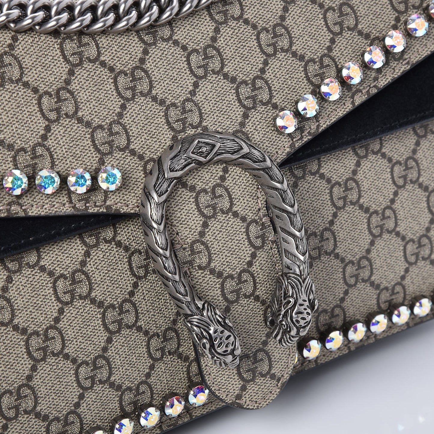 GG Supreme Monogram Crystal Small Dionysus Shoulder Bag Black
