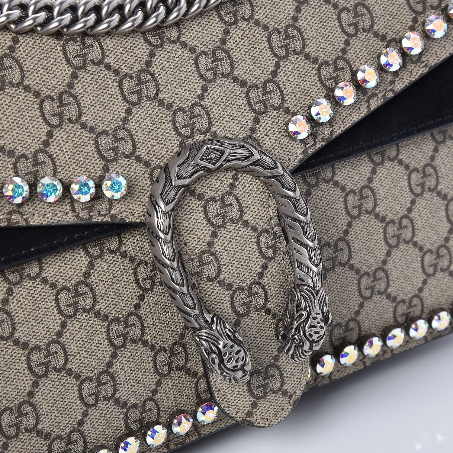 Gucci GG Supreme Monogram Crystal Small Dionysus Shoulder Bag Black 9 of 9