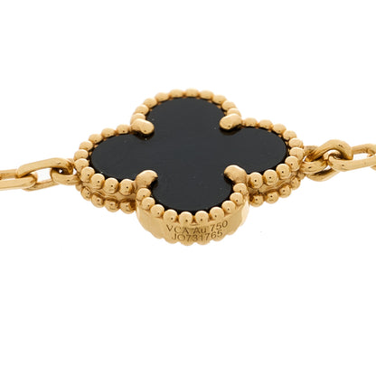 Van Cleef & Arpels 18K Yellow Gold Black Onyx 5 Motifs Vintage Alhambra Bracelet 4 of 4