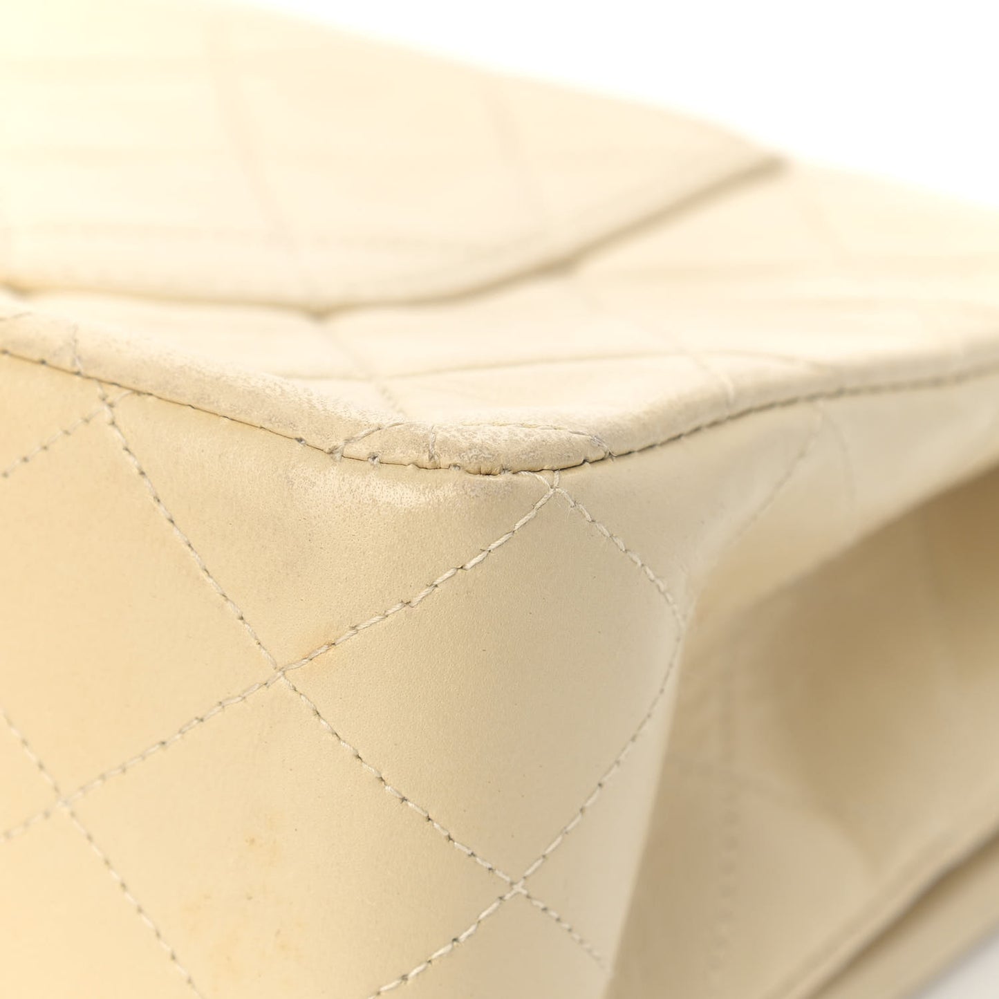 Lambskin Quilted Medium Double Flap Light Beige