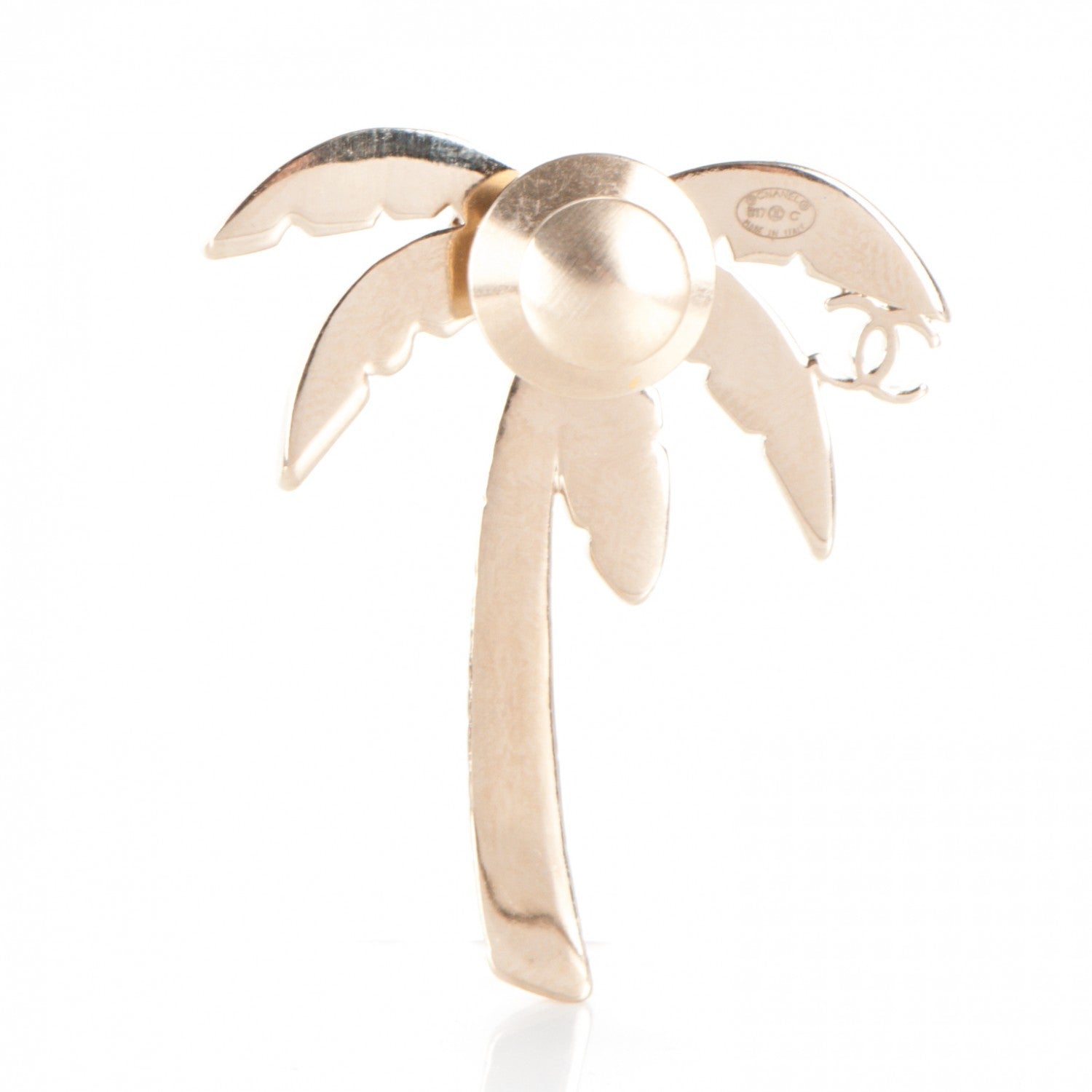 Chanel Enamel Pearl Palm Tree Brooch Green Gold 4 of 5
