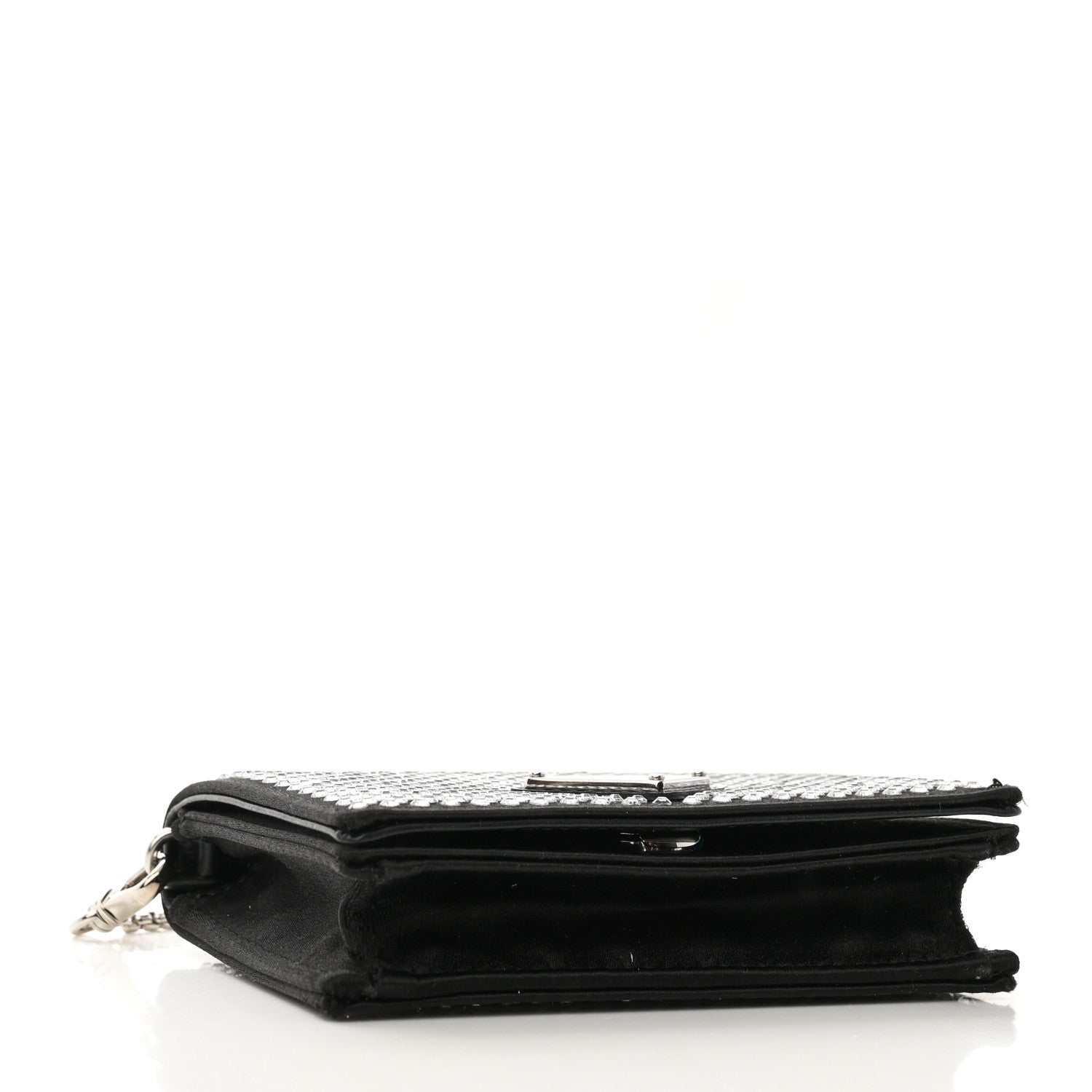 Prada Satin Crystal Metal Triangle Logo Card Holder With Strap Cristal 4 of 9