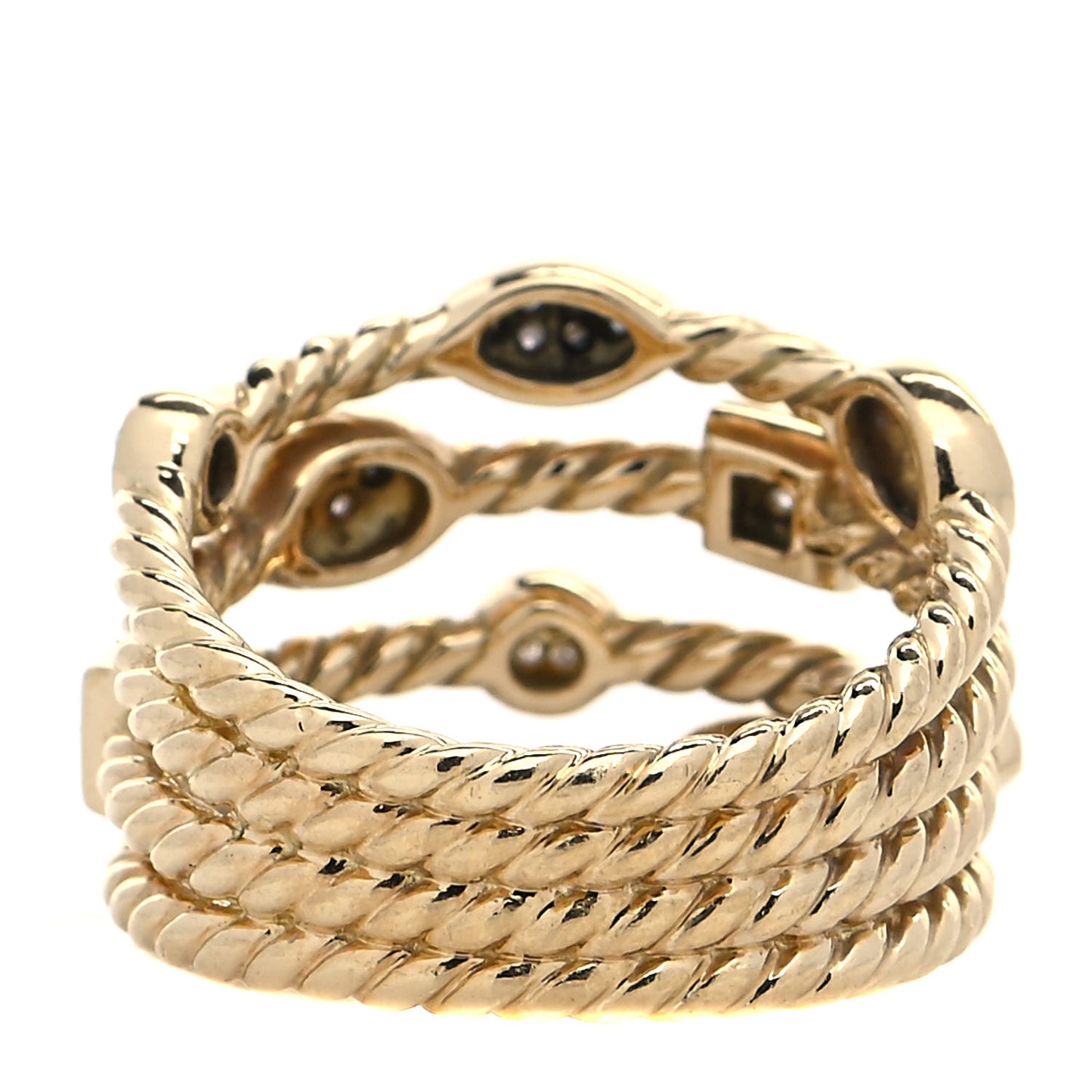 18K Yellow Gold Diamond 4 Row Confetti Ring 52 6