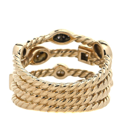 David Yurman 18K Yellow Gold Diamond 4 Row Confetti Ring 52 6 3 of 4
