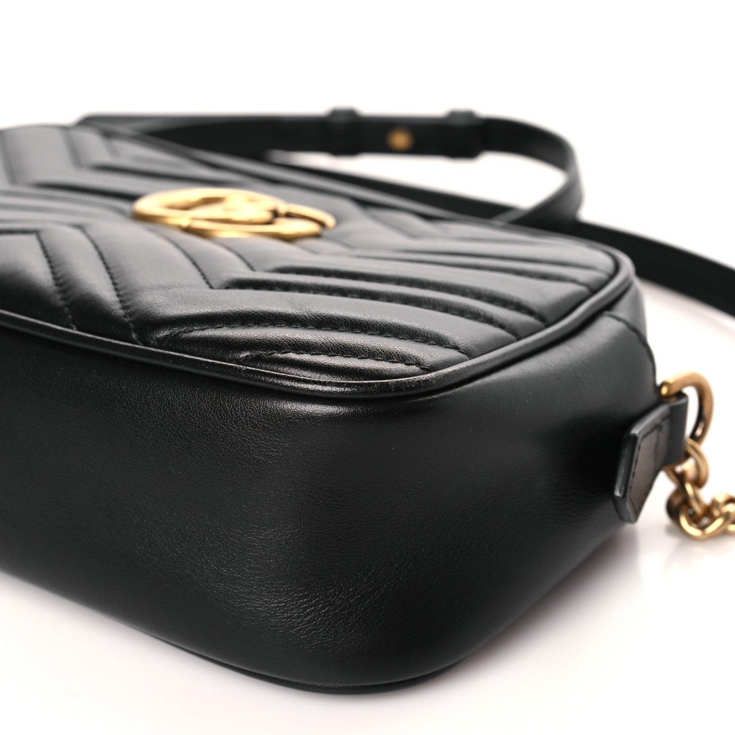 Gucci Calfskin Matelasse Small GG Marmont Chain Shoulder Bag Black 9 of 9