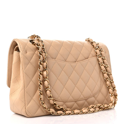 Chanel Caviar Quilted Medium Double Flap Beige 3 of 12