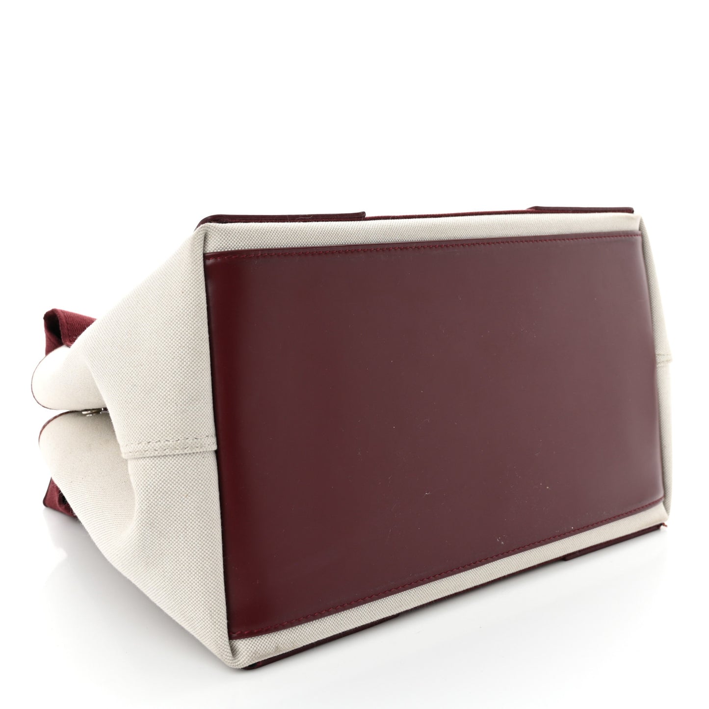 Cotton Canvas Calfskin S Navy Cabas Natural Burgundy
