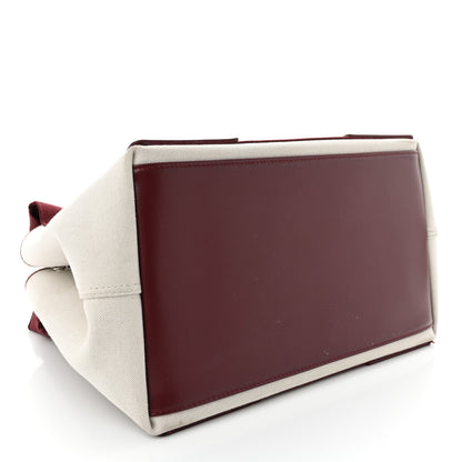 Balenciaga Cotton Canvas Calfskin S Navy Cabas Natural Burgundy 5 of 13