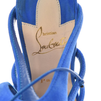 Christian Louboutin Suede Amazoulo 100 Lace Up Sandals 35 Electric 8 of 16