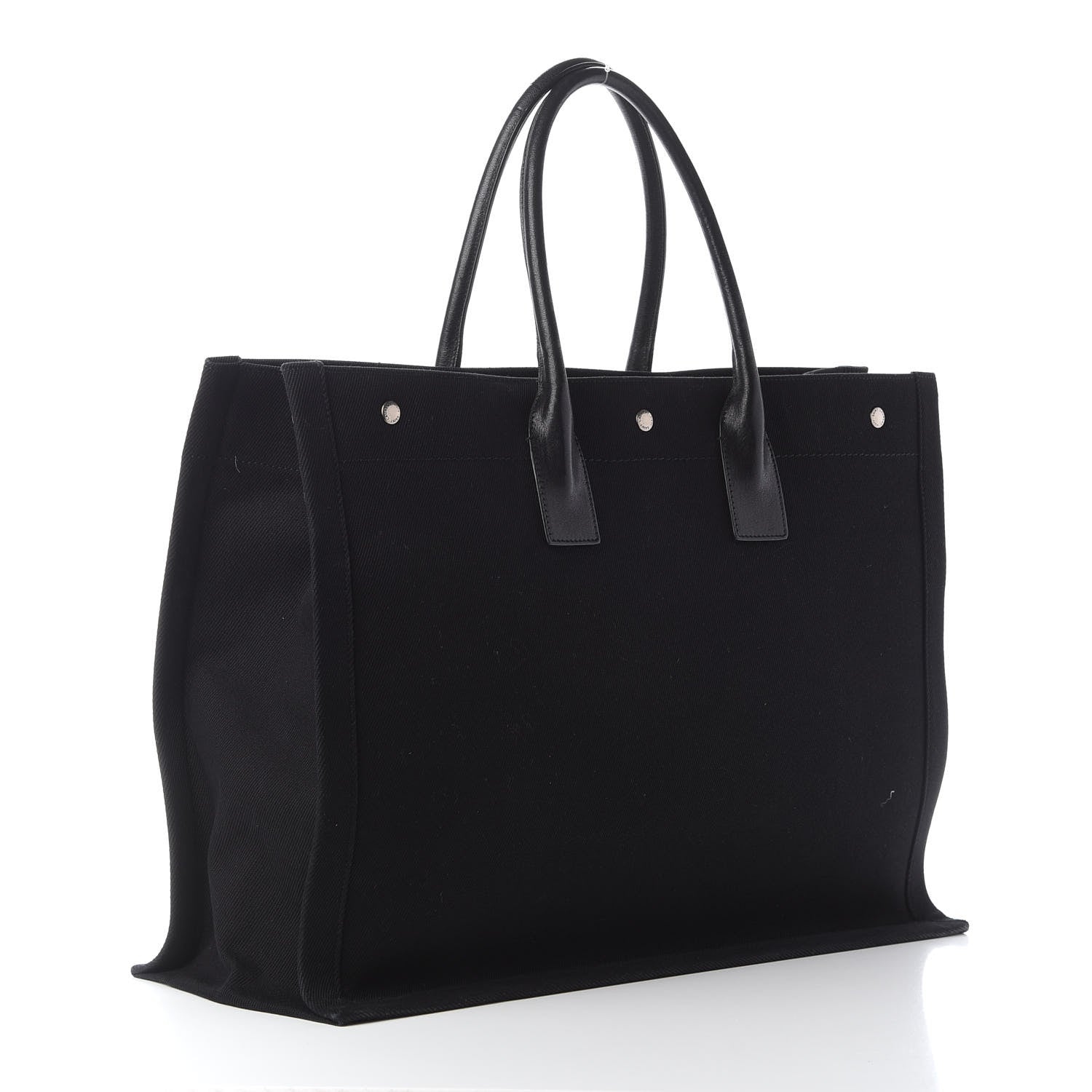 Saint Laurent Linen Calfskin Rive Gauche Tote Black 3 of 9