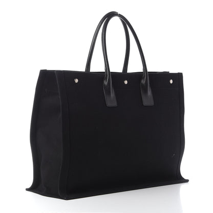 Saint Laurent Linen Calfskin Rive Gauche Tote Black 3 of 9