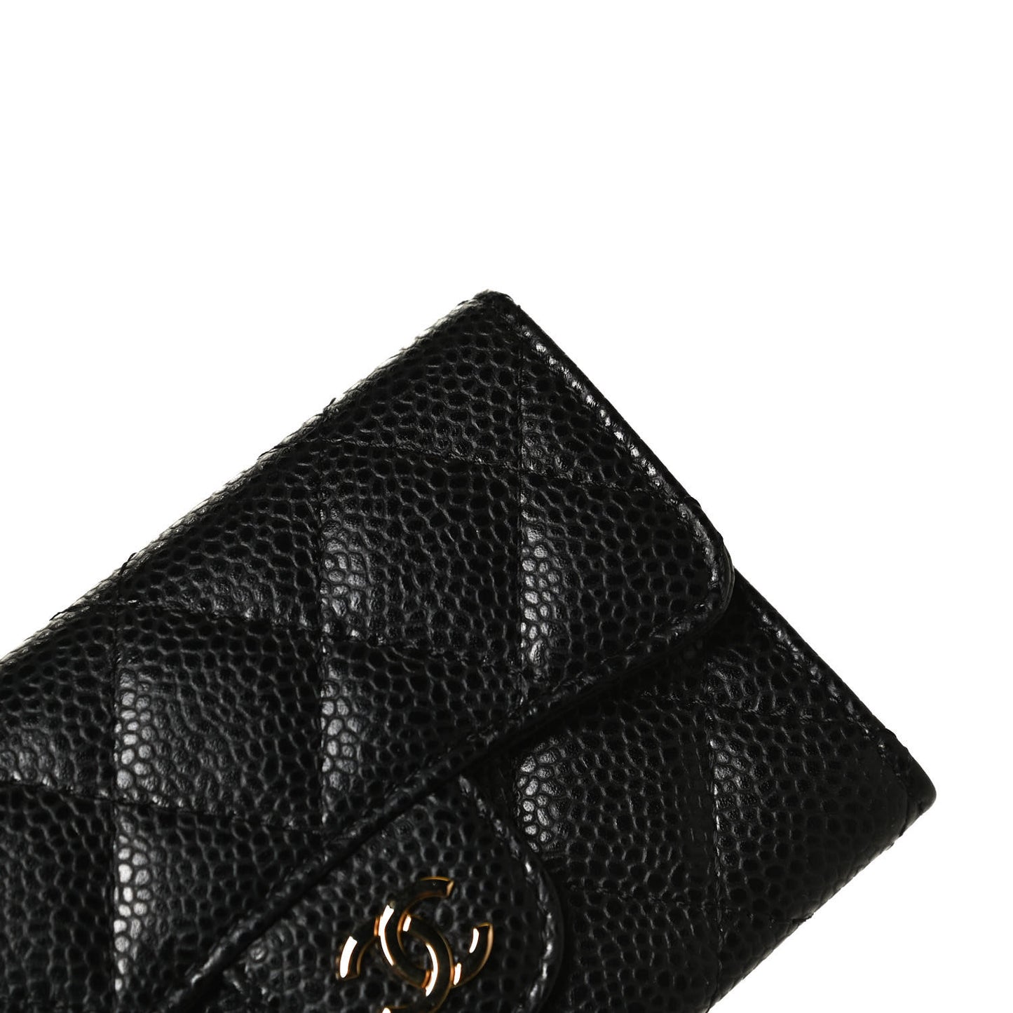 Caviar Quilted Flap Card Holder Black