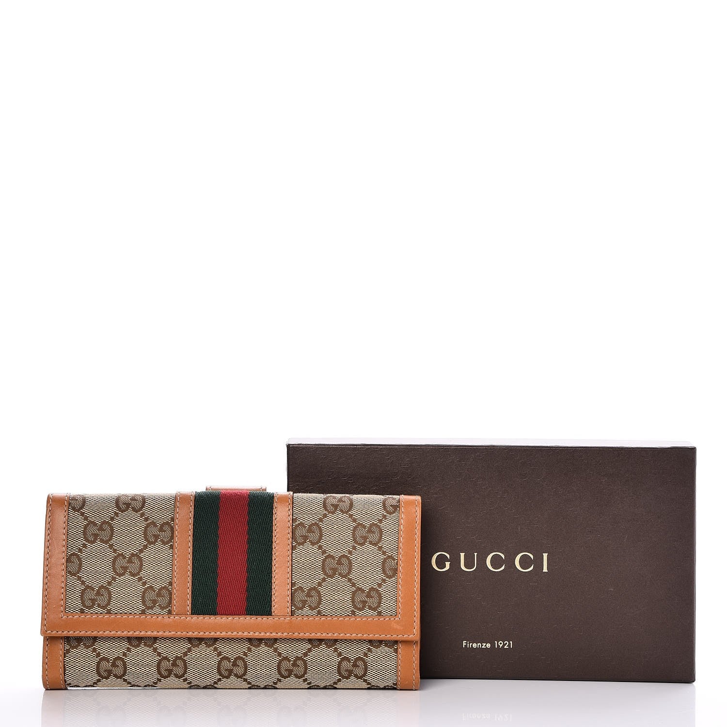 Gucci Monogram Vintage Web Continental Wallet Tobacco 8 of 8