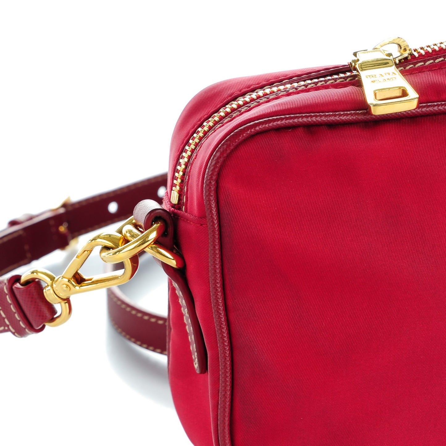 Tessuto Nylon Saffiano Crossbody Bag Cherry