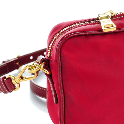 Prada Tessuto Nylon Saffiano Crossbody Bag Cherry 10 of 10
