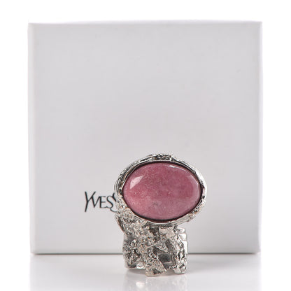 Saint Laurent Glass Cabochon Arty Ovale Ring 8 Silver Pink 5 of 5