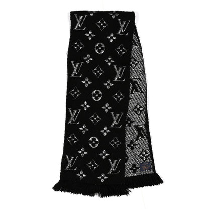 Louis Vuitton Wool Silk Logomania Shine Scarf Black 2 of 4