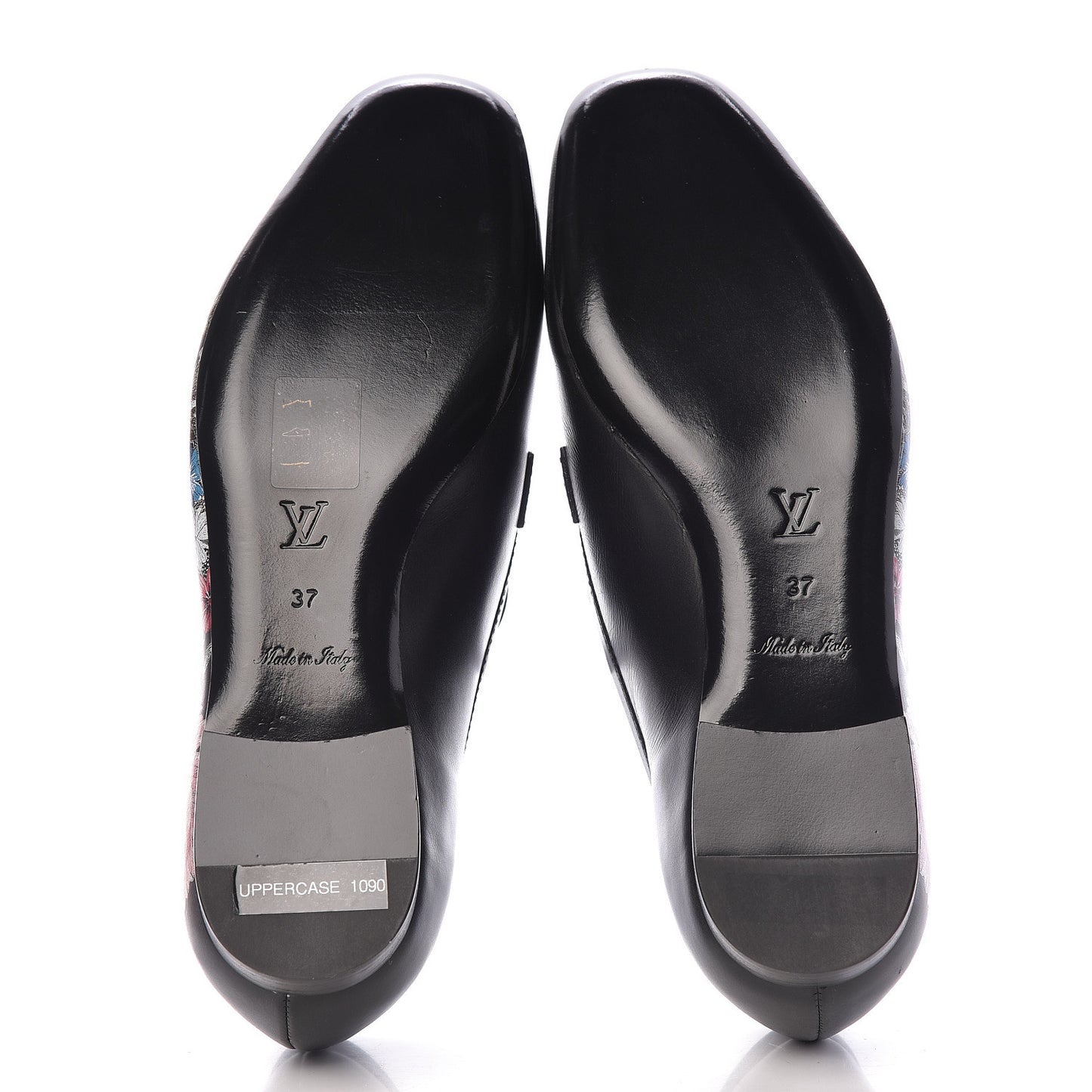 Calfskin Flowers Upper Case Flat Loafer 37 Black Multicolor