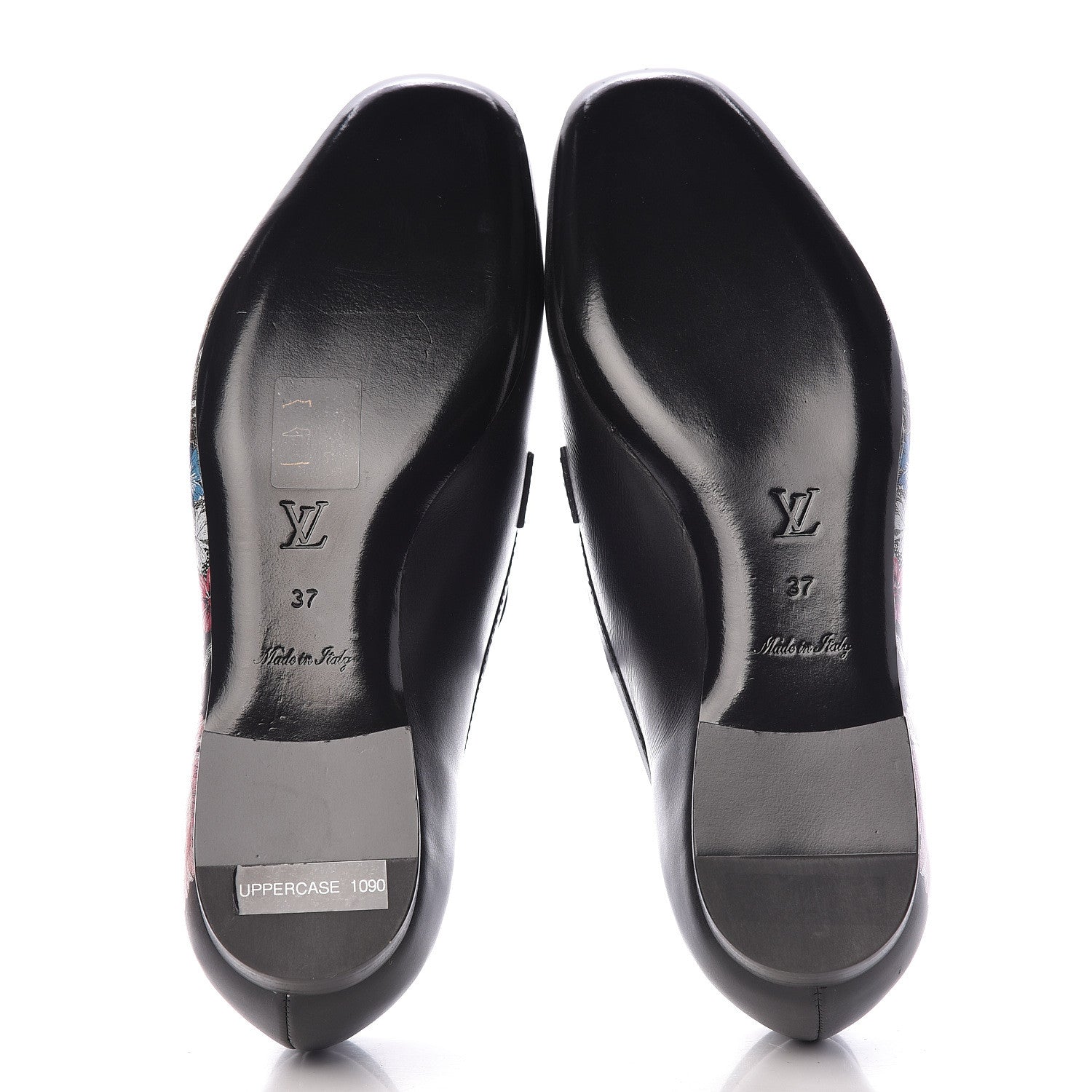 Louis Vuitton Calfskin Flowers Upper Case Flat Loafer 37 Black Multicolor 5 of 7