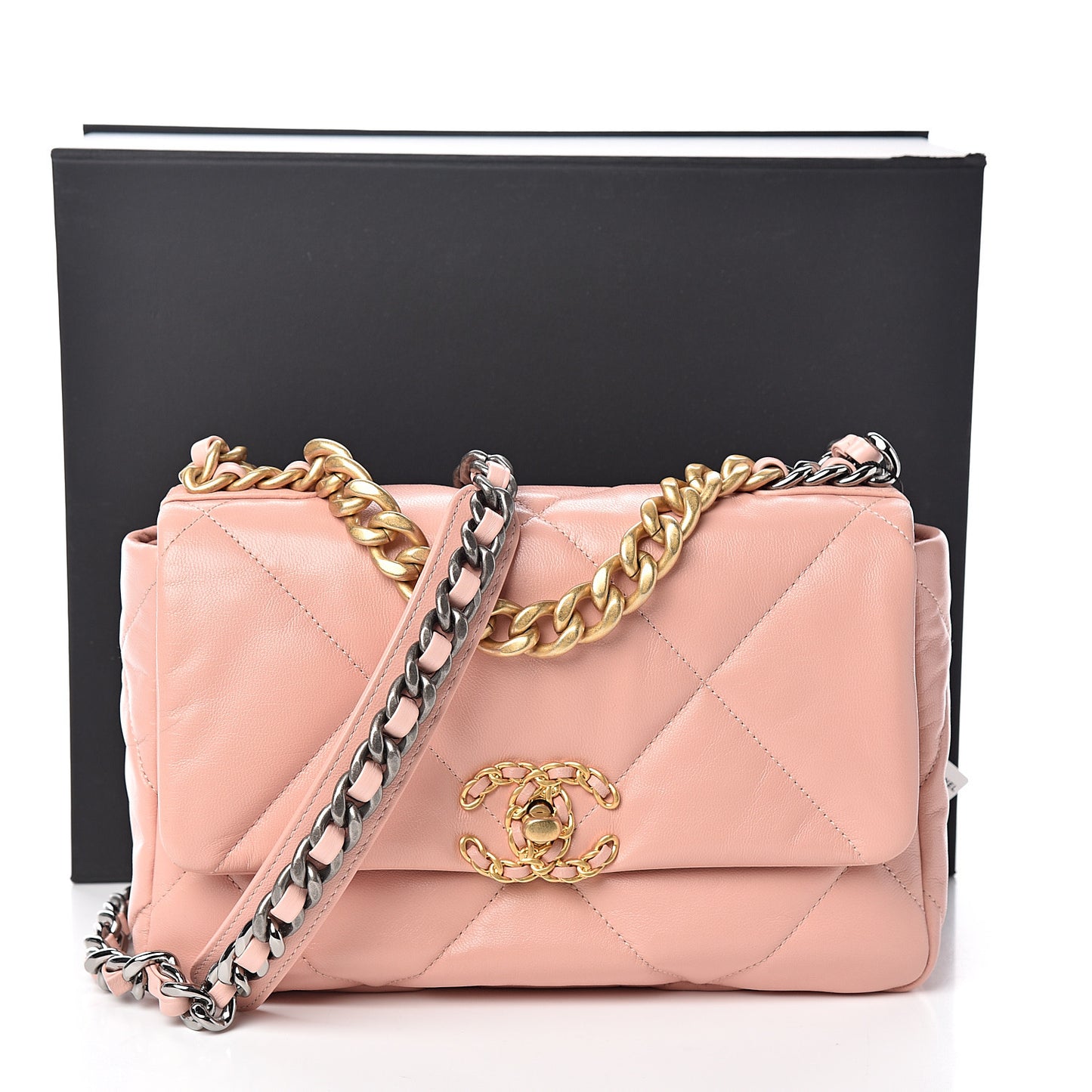 Goatskin Quilted Medium 19 Flap Light Pink