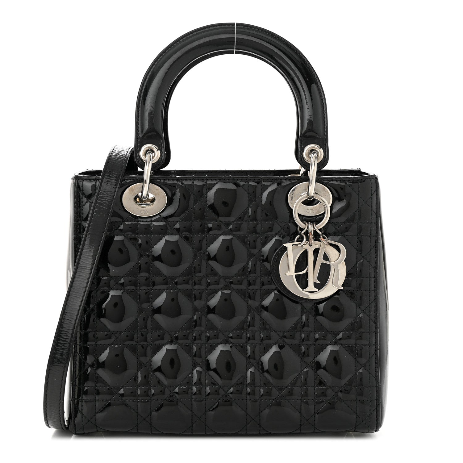 Christian Dior CHRISTIAN DIOR Patent Cannage Medium Lady Dior Black 1 of 11