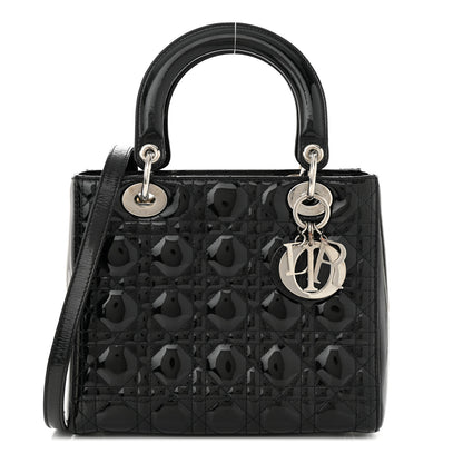 Christian Dior CHRISTIAN DIOR Patent Cannage Medium Lady Dior Black 1 of 11