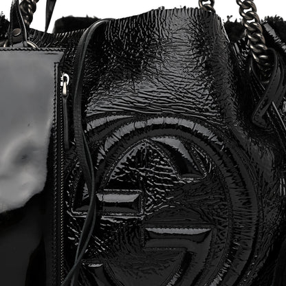 Gucci Patent Shearling Medium Soho Chain Shoulder Bag Black 11 of 14
