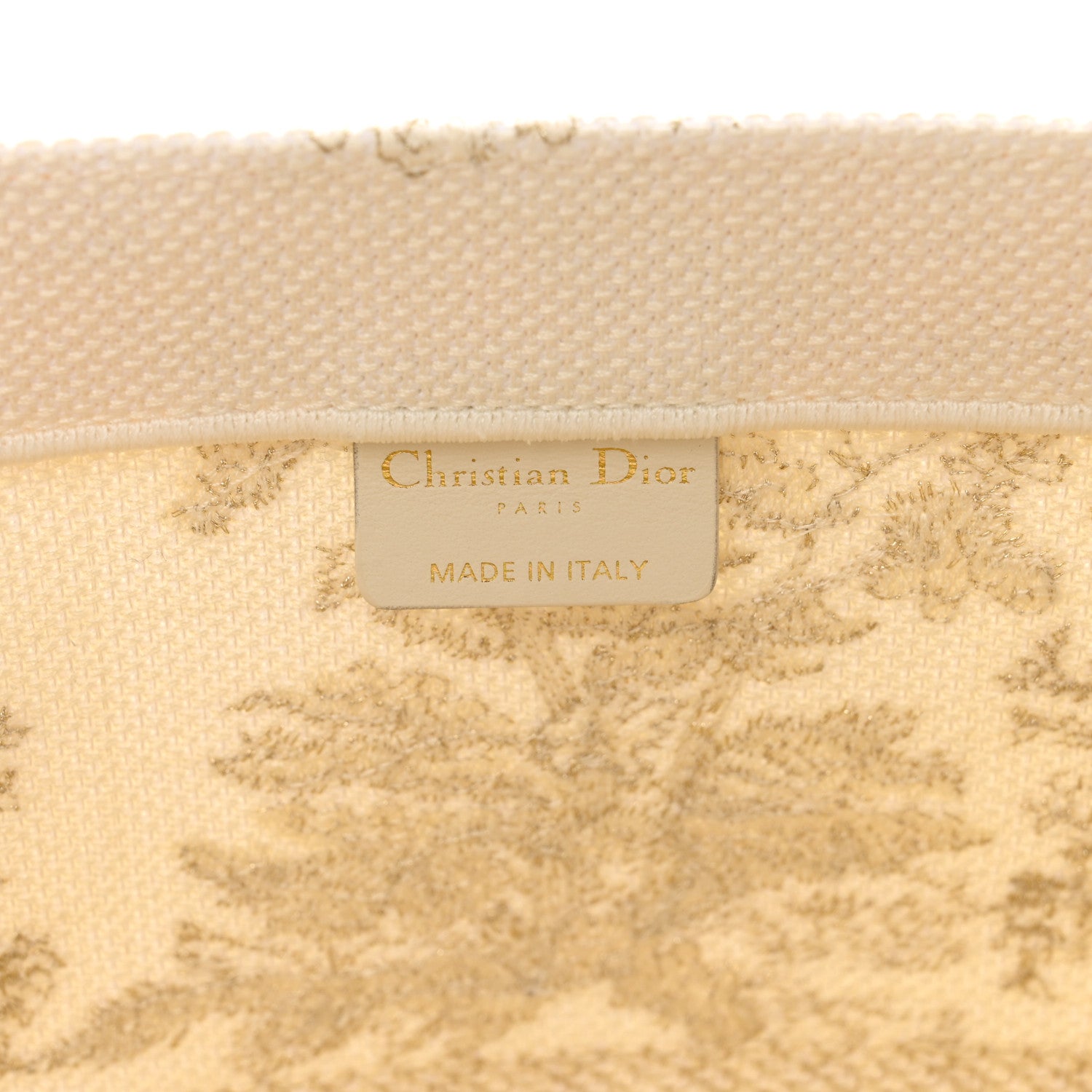 Christian Dior Canvas Embroidered Large Around The World Book Tote Gold 7 of 11