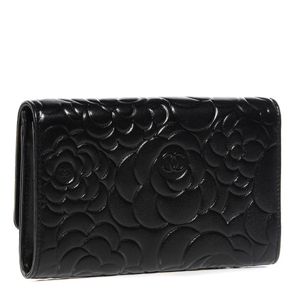 Chanel Lambskin Camellia Flap Wallet Black 4 of 8