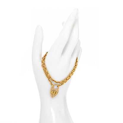Christian Dior Crystal Heart Lock Bracelet Gold 2 of 5