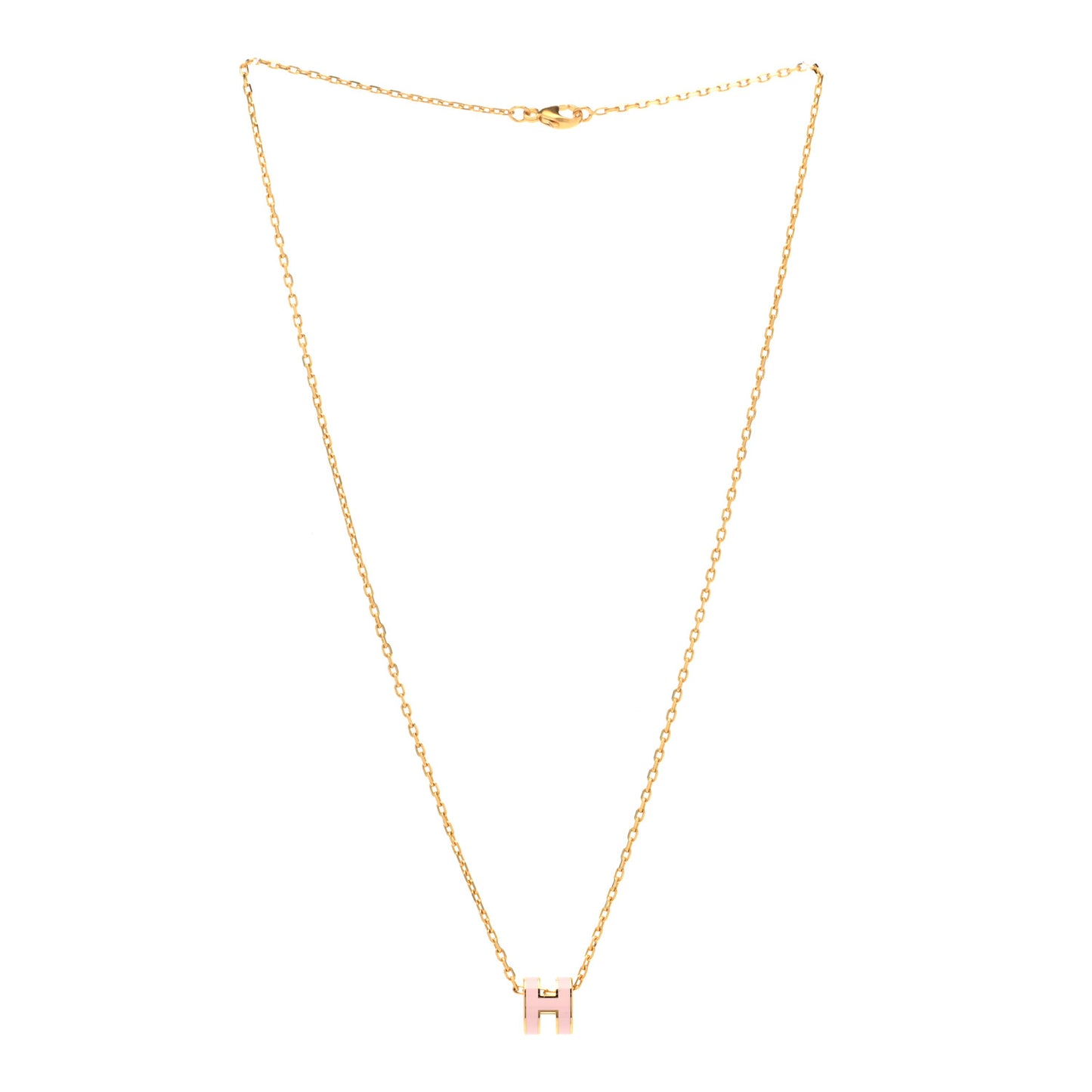 Lacquered Gold Mini Pop H Pendant Necklace Rose Dragee
