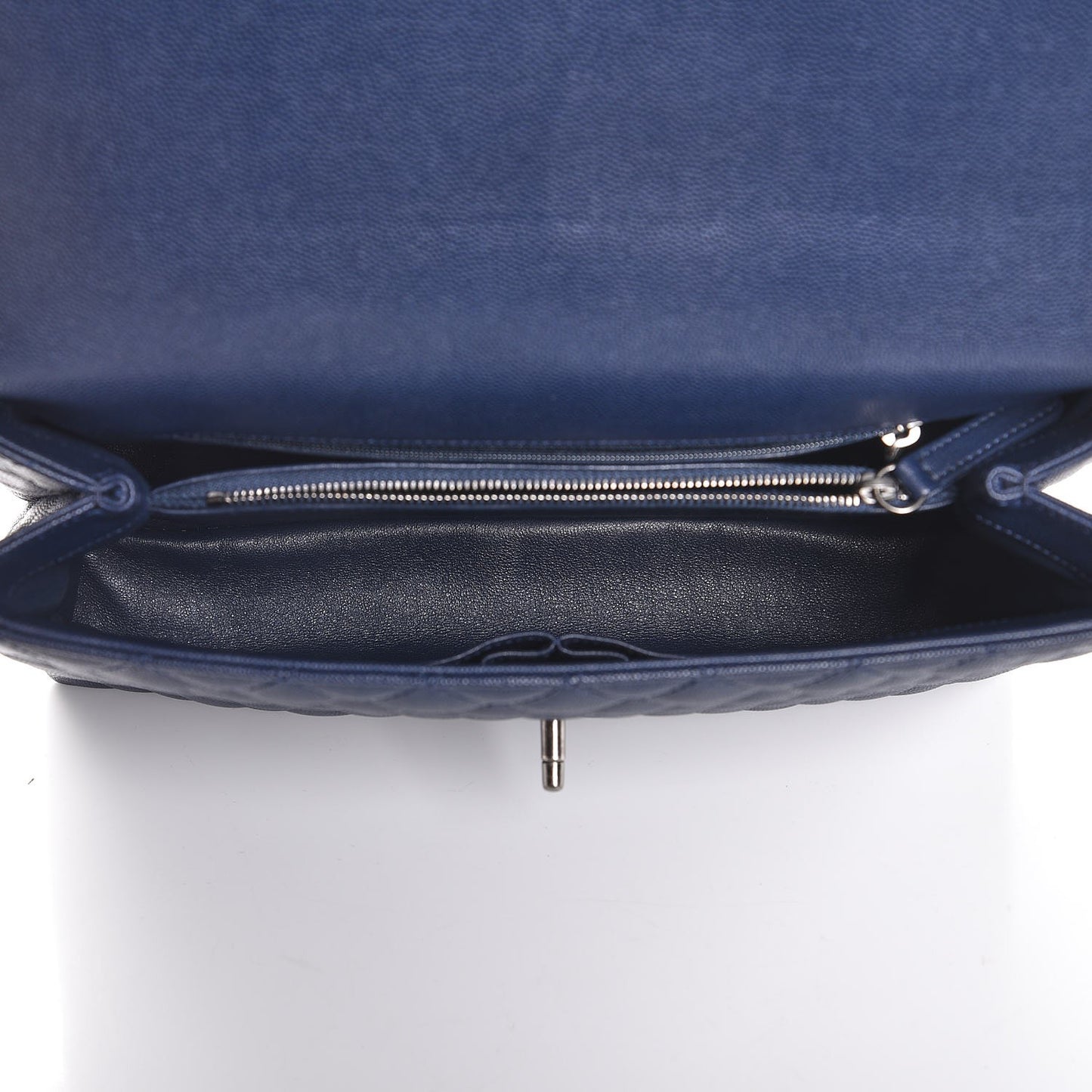 Caviar Lizard Quilted Medium Coco Handle Flap Navy