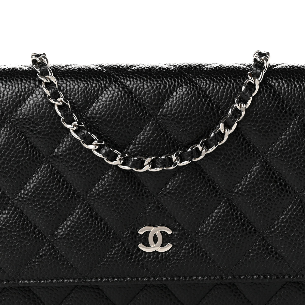 Caviar Quilted Wallet on Chain WOC Black