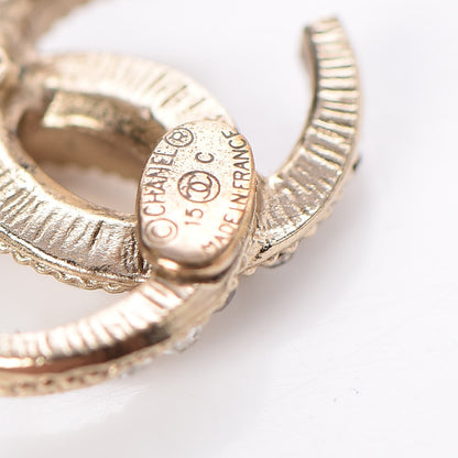 Chanel Crystal CC Moon Earrings Gold 3 of 5