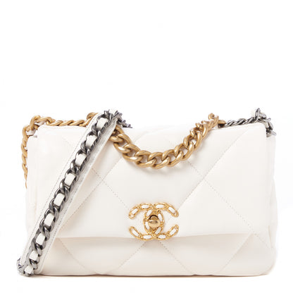 Chanel Lambskin Quilted Medium Chanel 19 Flap White 1 of 10