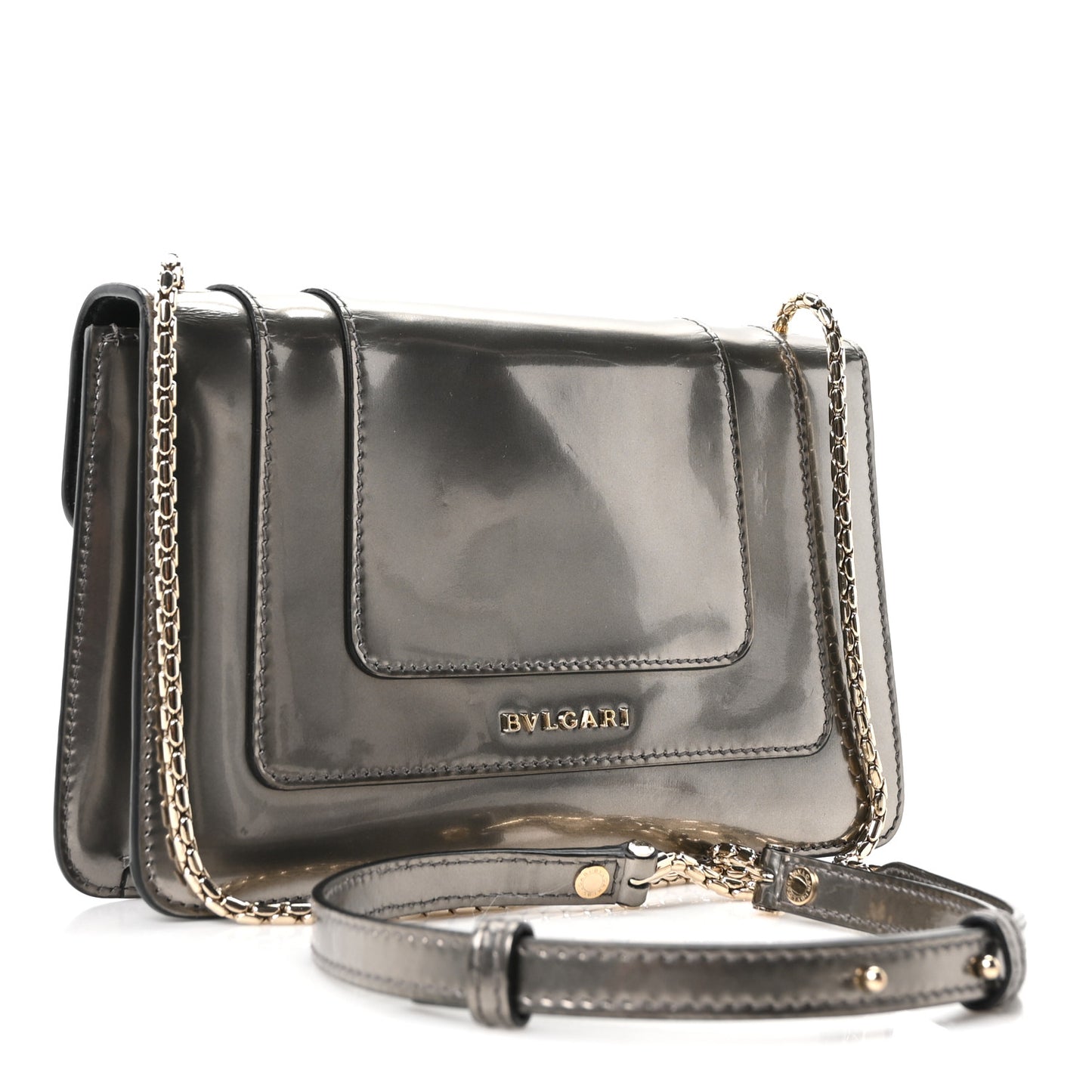 Metallic Serpenti Forever Small Shoulder Bag Silver