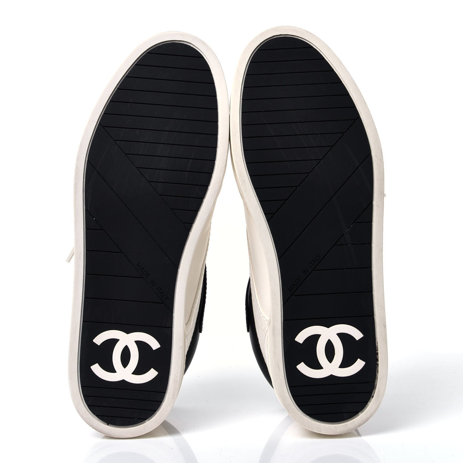 Chanel Lambskin Logo Strap Sneakers 38 Ivory Black 7 of 11