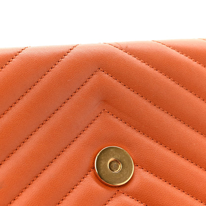 Saint Laurent Smooth Calfskin Matelasse Chevron Medium Monogram Satchel Mandarine 12 of 14