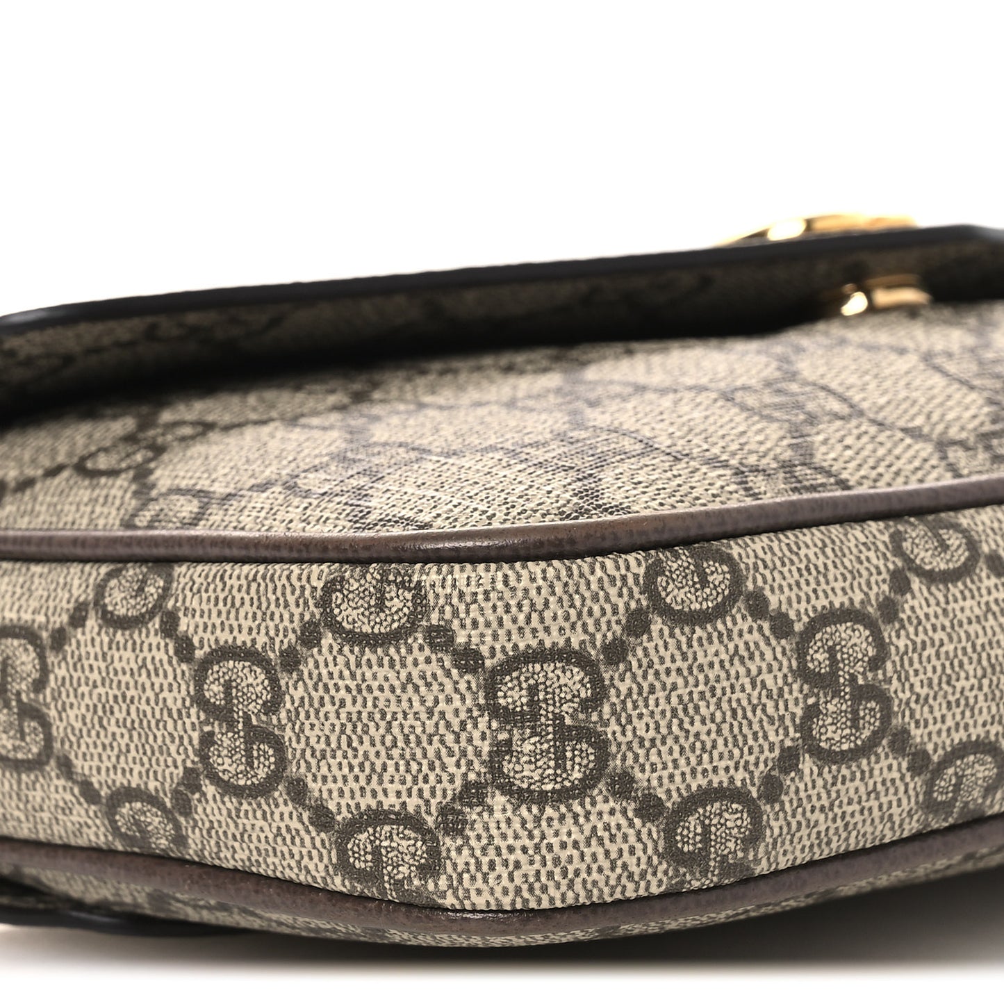 GG Supreme Monogram Textured Dollar Calfskin Web Mini Ophidia Envelope Shoulder Bag Beige Ebony