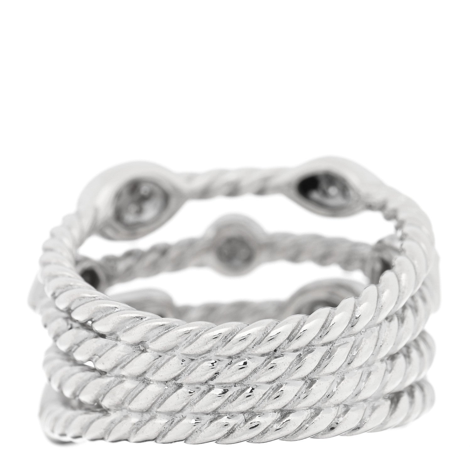 David Yurman Sterling Silver Diamond Confetti 4 Row Ring 53 6.25 3 of 5