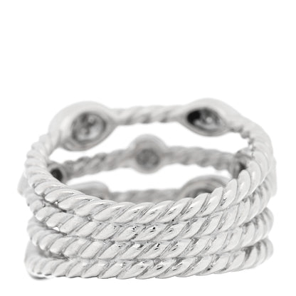 David Yurman Sterling Silver Diamond Confetti 4 Row Ring 53 6.25 3 of 5