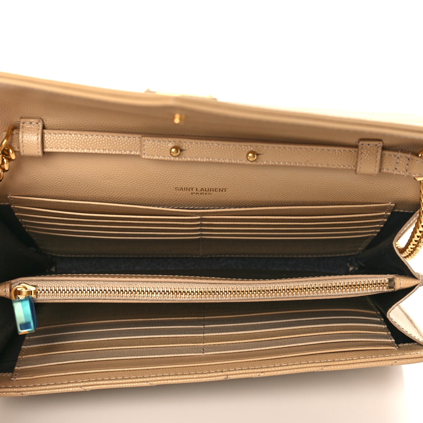 Grain De Poudre Matelasse Chevron Monogram Chain Wallet Dark Latte