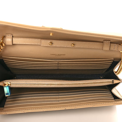 Saint Laurent Grain De Poudre Matelasse Chevron Monogram Chain Wallet Dark Latte 5 of 10