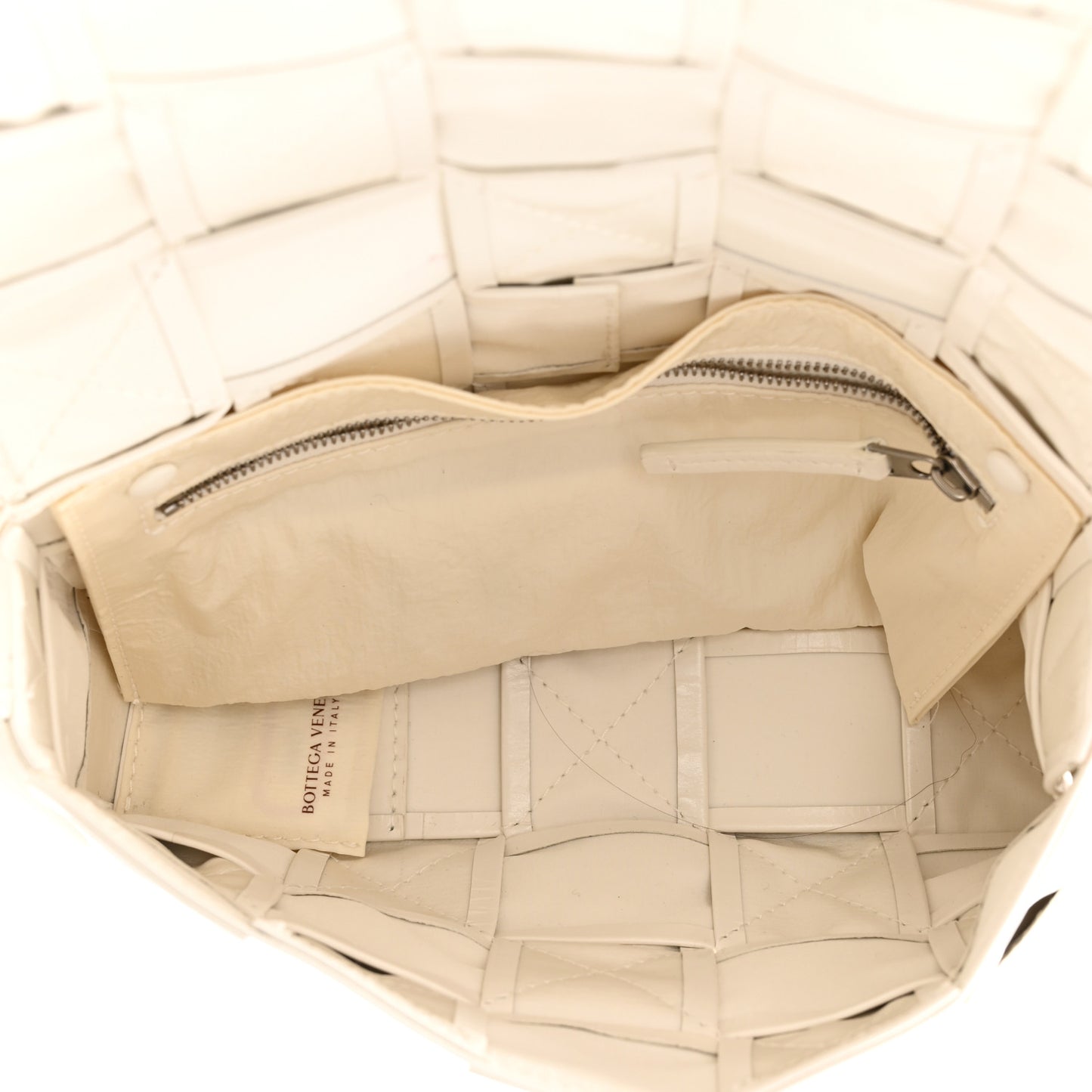 Paper Calfskin Maxi Intreccio Cassette Crossbody Bag White