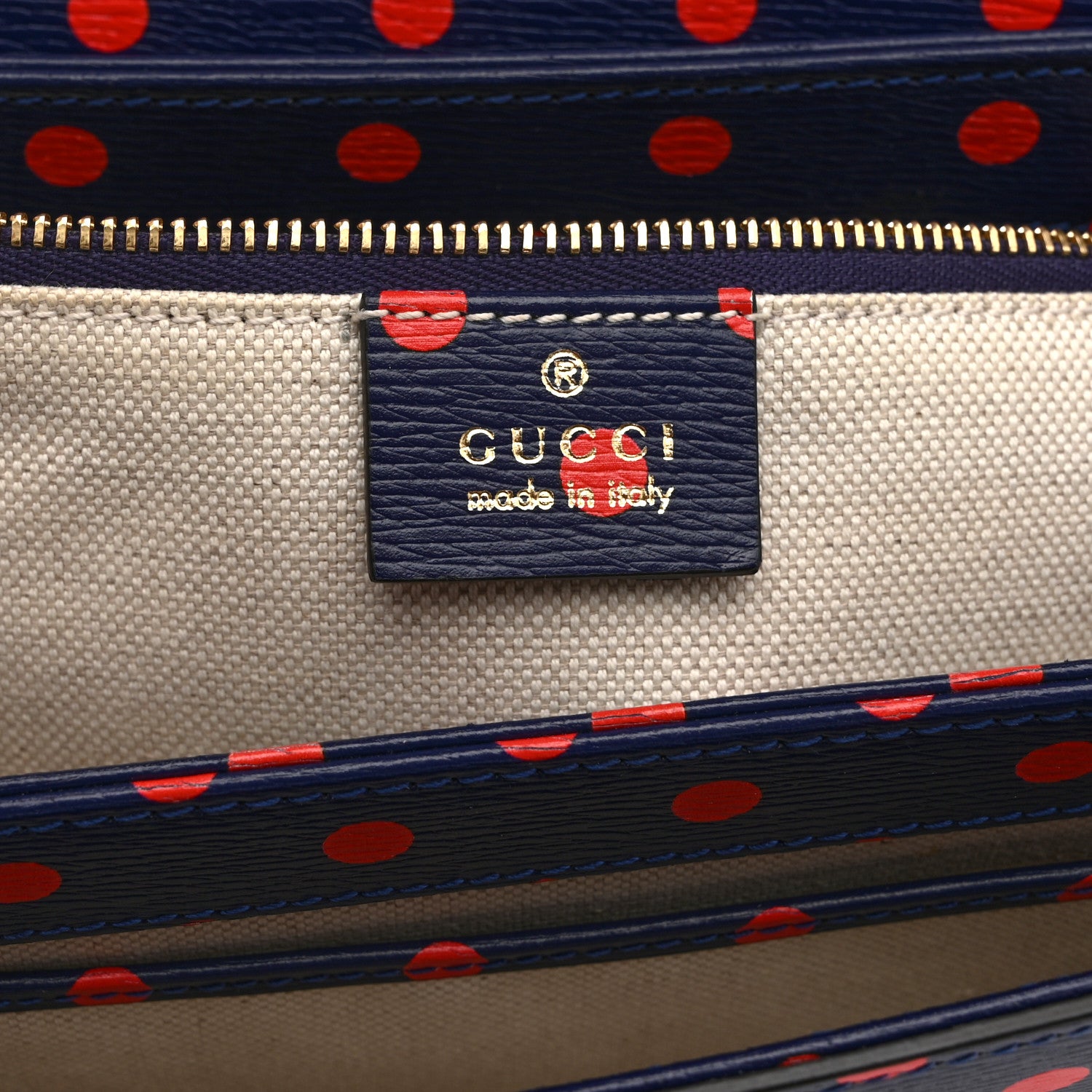 Gucci Shangai Calfskin Polka Dot Horsebit 1955 Shoulder Bag Blue Orange 6 of 10
