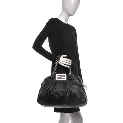 Fendi Crinkled Lambskin Mia Tote Black 2 of 6