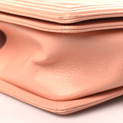 Chanel Caviar Chevron Quilted Medium Boy Flap Light Orange 8 of 10